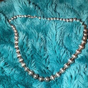 Tiffany Inspired Silver Bead Necklace - Polished Women's Jewelry